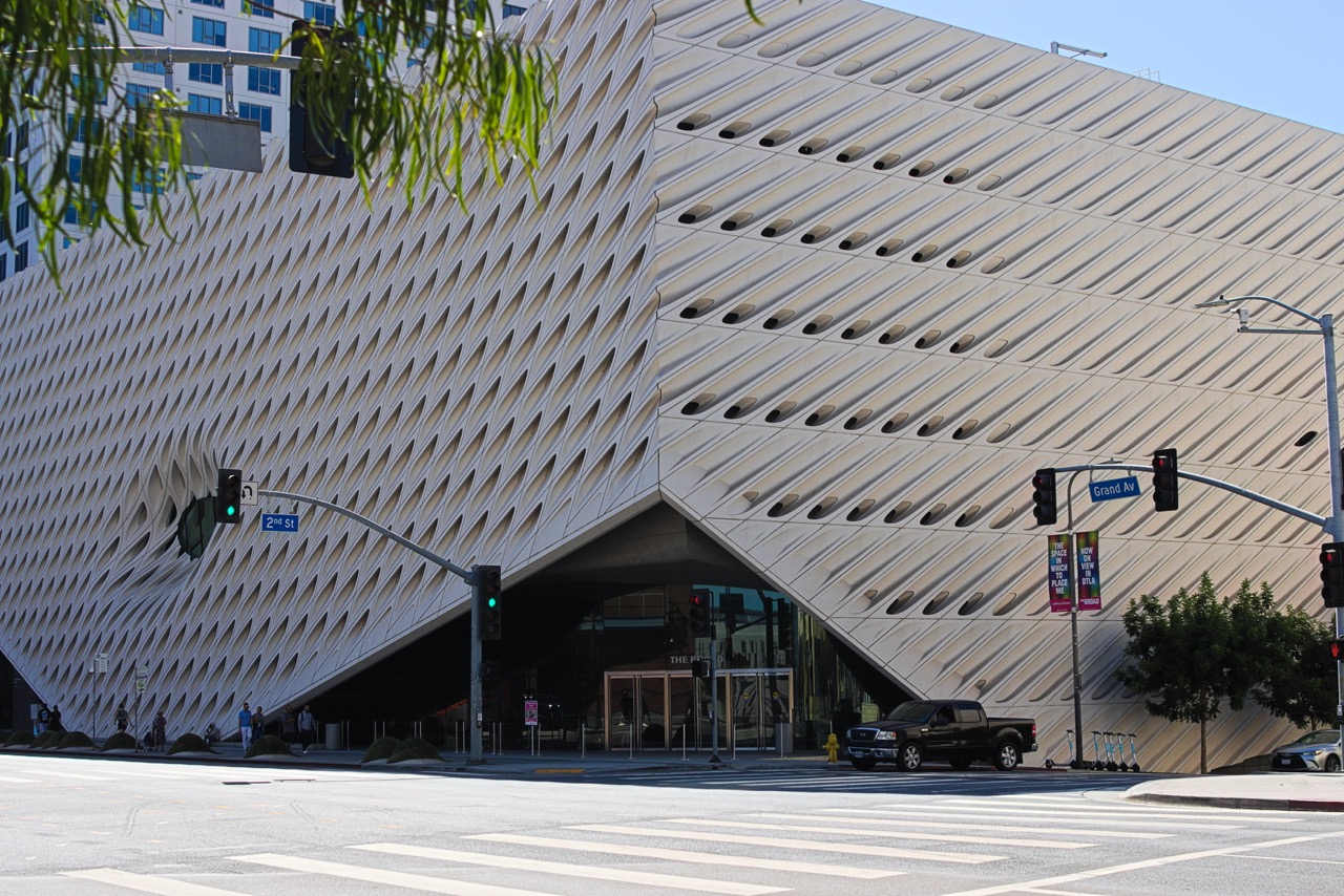 Geometric white building facade